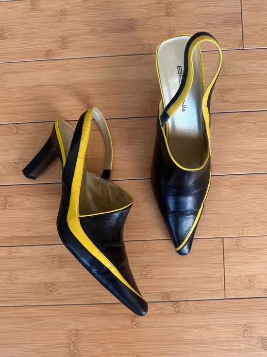 Bellini Shoes - Bellini Black and Yellow Slingback Heels
